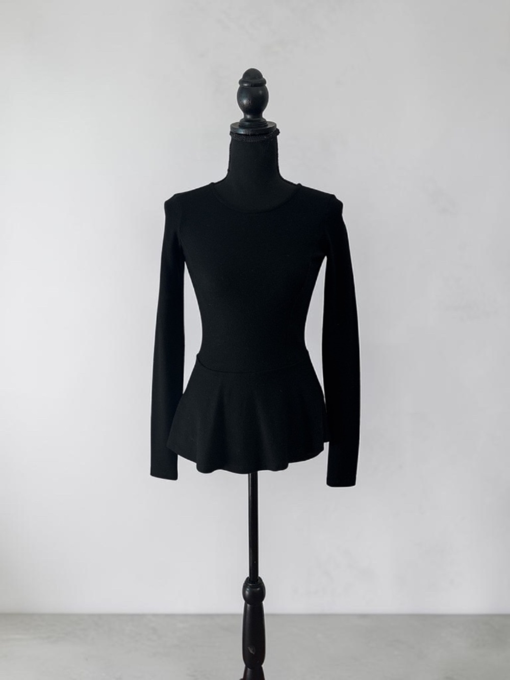 THEORY Black Peplum Knit Top